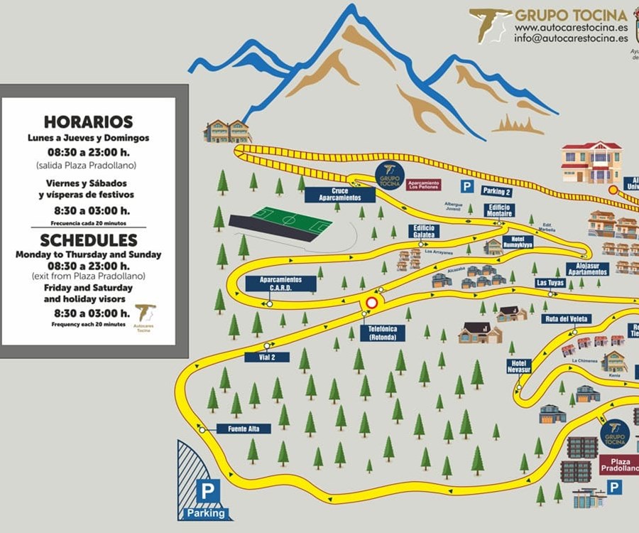 Plano paradas Bus Urbano Sierra Nevada