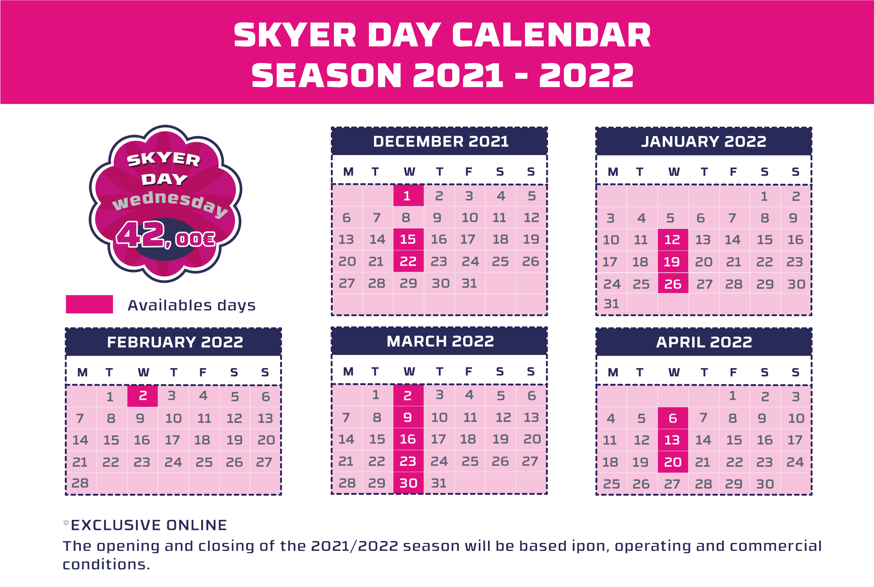 Calendario día del esquiador 